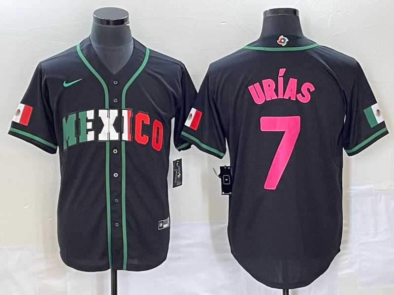 Men%27s Mexico Baseball #7 Julio Urias 2023 Black World Baseball Classic Stitched Jersey->texas rangers->MLB Jersey